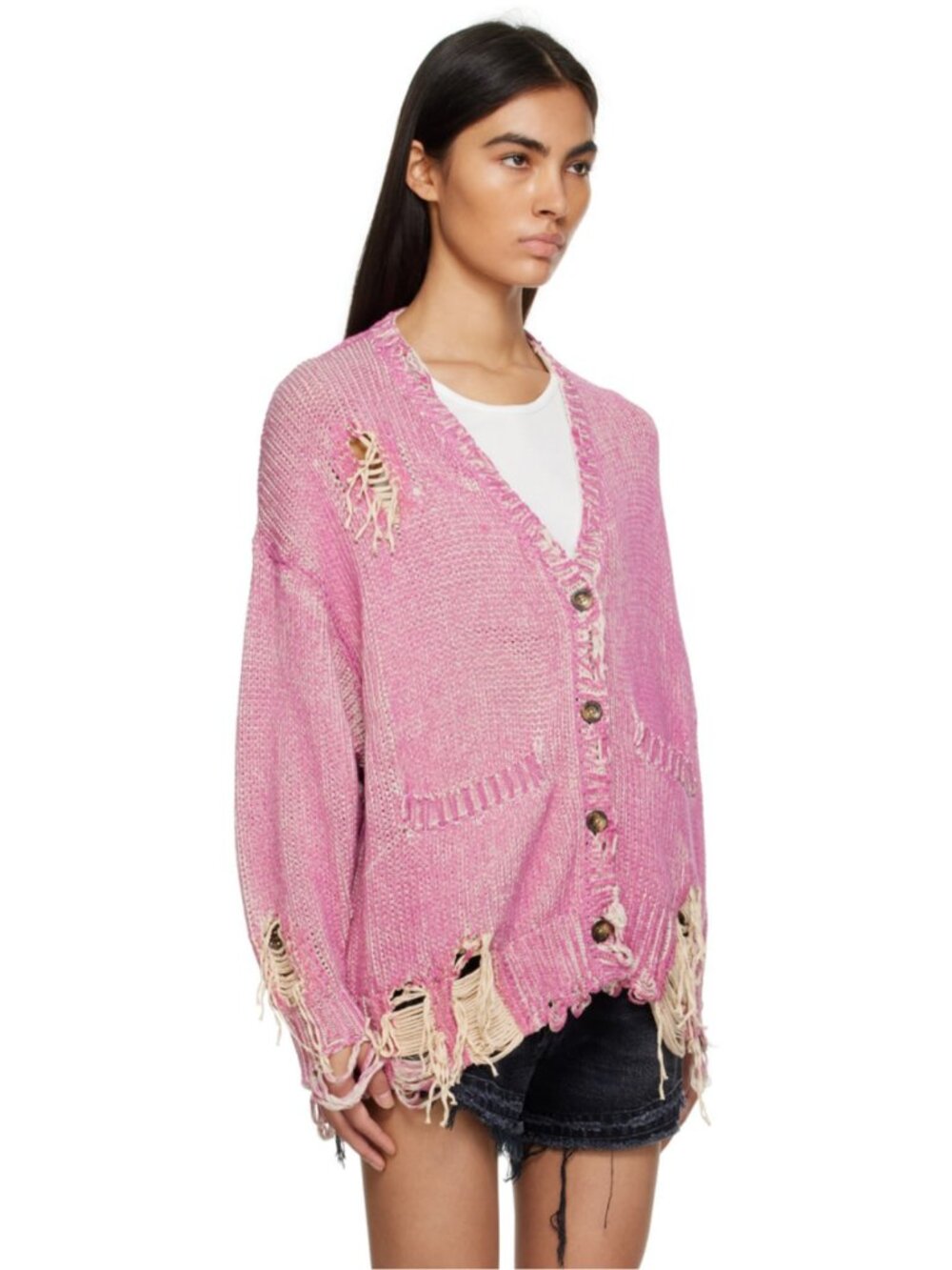 R13 NWOT Pink Jumbo Distressed Cardigan XS - Picture 2 of 16